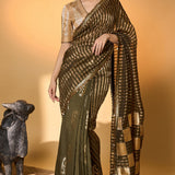 Olive Corncrest Gota Saree
