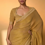 Gold Droopy Bloom Gota Saree