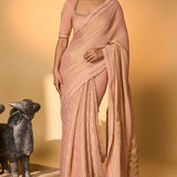 Baby Pink Droopy Bloom Gota Saree