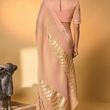 Baby Pink Droopy Bloom Gota Saree