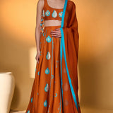 Saffron Sky Striped Lehenga Set