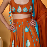 Saffron Sky Striped Lehenga Set