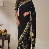 Black Malabar Grove Saree