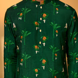 Bottle Green Tropical Kurta Set
