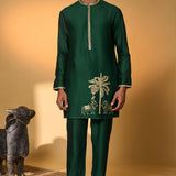 Green Tropical Nandi Kurta Set