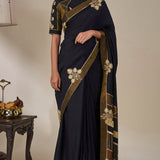 Black Golden Flame Saree