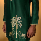 Green Tropical Nandi Kurta Set
