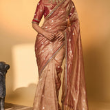 Red Polka Tissue Saree