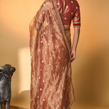 Red Polka Tissue Saree