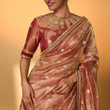 Red Polka Tissue Saree