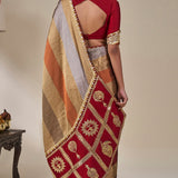 Red Tropical Stardust Saree