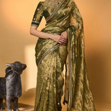 Green Polka Tissue Saree
