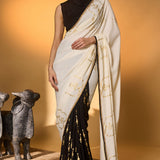 Black & White Tribal Pillar Saree