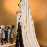 Black & White Tribal Pillar Saree