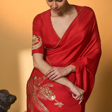 Red Tropical Nandi Saree
