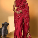 Red Tribal Mask Saree