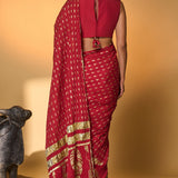 Red Tribal Mask Saree