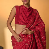 Red Tribal Mask Saree