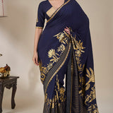 Blue Backwater Postcard Stripe Saree