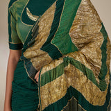 Bottle Green Celestial Moonfall Crush Saree