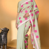 Mint Rose Blush Polka Saree