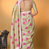 Mint Rose Blush Polka Saree