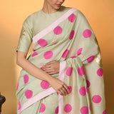 Mint Rose Blush Polka Saree