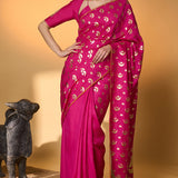 Rani Pink Chand Phool Saree