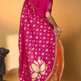 Rani Pink Chand Phool Saree