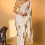 Ivory Ganesh Saree