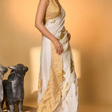 Ivory Ganesh Saree