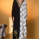 Black & White Tropical Nandi Kaftan