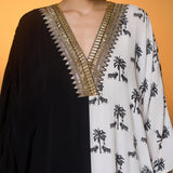 Black & White Tropical Nandi Kaftan