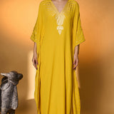 Yellow Tribal Mask Kaftan