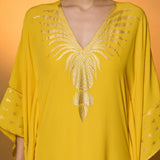 Yellow Tribal Mask Kaftan