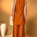 Saffron Sky Striped Kurta Set