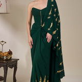 House of Masaba Bottle Green Kochi Conch Fusion Set