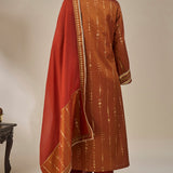 Rust Celestial Moonfall Kurta Set