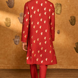 Red Whispering Leaf Kurta Set