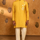Ochre Trinklet And Pots Kurta Set