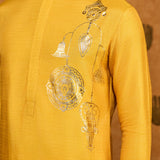 Ochre Trinklet And Pots Kurta Set