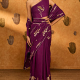 Berry Cherry Wine Saree