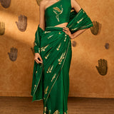 Green Cherry Wine Saree