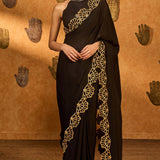 Black Windrose Saree