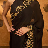 Black Windrose Saree