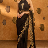 Black Windrose Saree