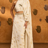 Ivory Soft Lantern Sticthed Saree