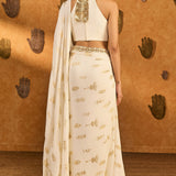 Ivory Soft Lantern Sticthed Saree