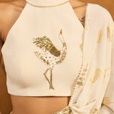 Ivory Soft Lantern Sticthed Saree
