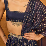 Navy Snow Light Stitched Saree